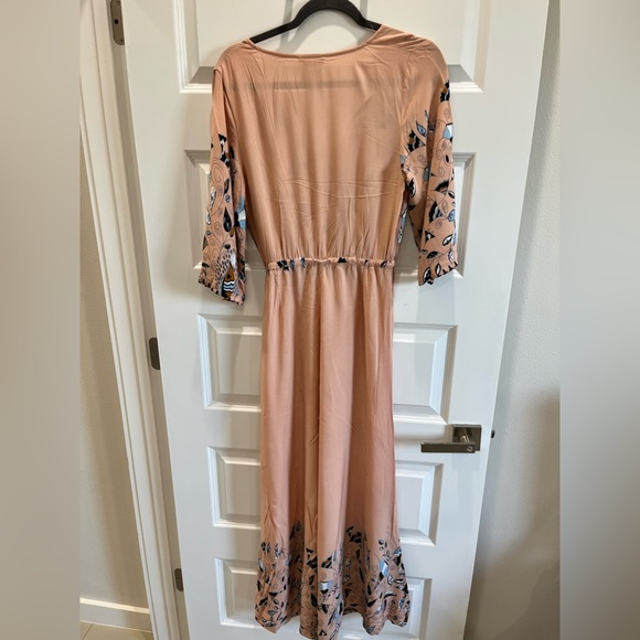 JAASE Jumpsuit Pale Pink Blue Flutter Sleeve Wide Leg Drawstring Tassel Hippie. - Picture 2 of 7